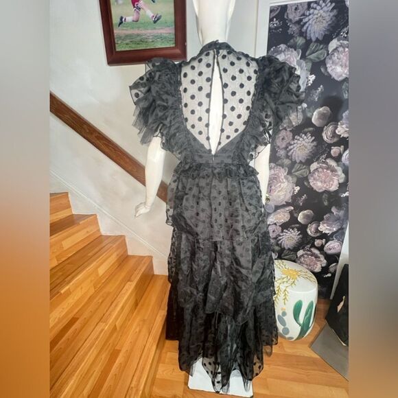 Anthropologie Hunter Bell Annabel Tiered Mock-Neck Ruffle-Sleeve Gown / size 2 - Picture 10 of 11